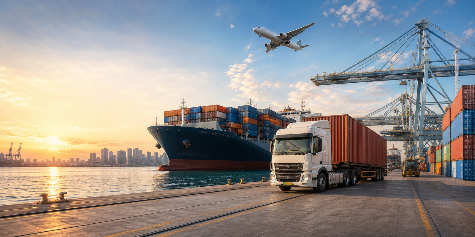 Cargo plane, truck and container logistics